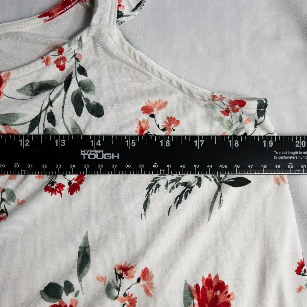 Torrid Super Soft Knits Ivory Red Floral Ruffle Tank Top Shirt Women's Plus 00 - Picture 6 of 7